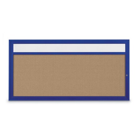 United Visual Products Slim Enclosed Corkboard, 36"x36", Satin Alum Frame/Ultramarine UVEB3636-SATIN-ULTMAR